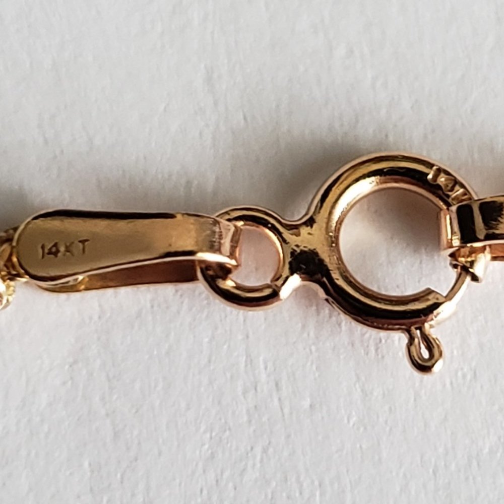 **SOLD**14K Solid Rose Gold Chain---w/W. Topaz (CZ?)Pendant - Picture 7 of 10